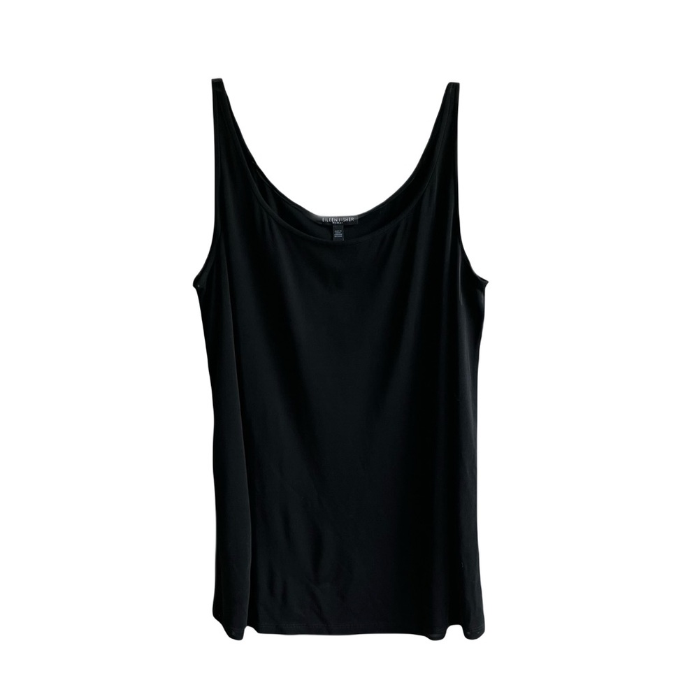 Eileen Fisher 100% Silk Black Tank Top Size 1X Sleeveless Shell Blouse Office